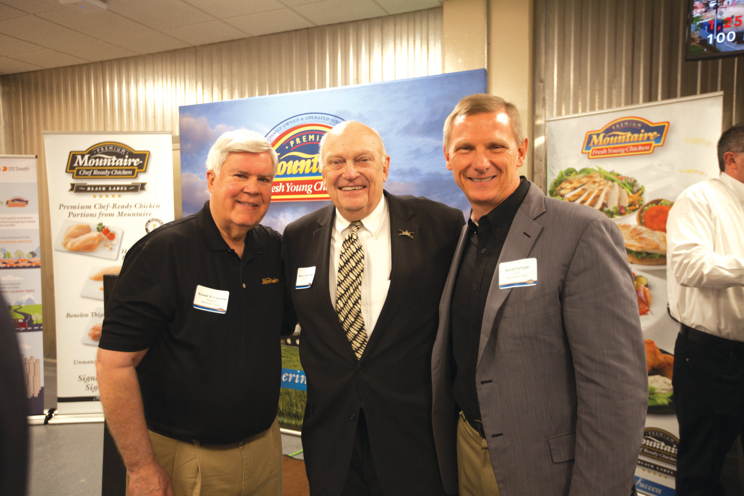 Chairman of Mountaire Farms Ronnie Cameron, left, with Siler City Mayor John Grimes and Mountaire Farms CEO Kevin Garland.