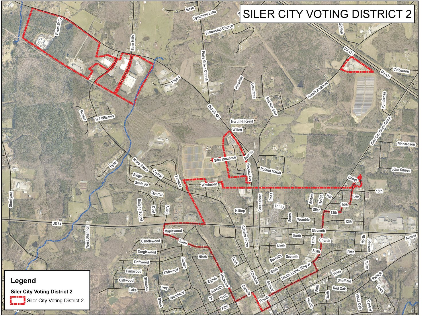 Map of Siler City Board of Commissioner District 2