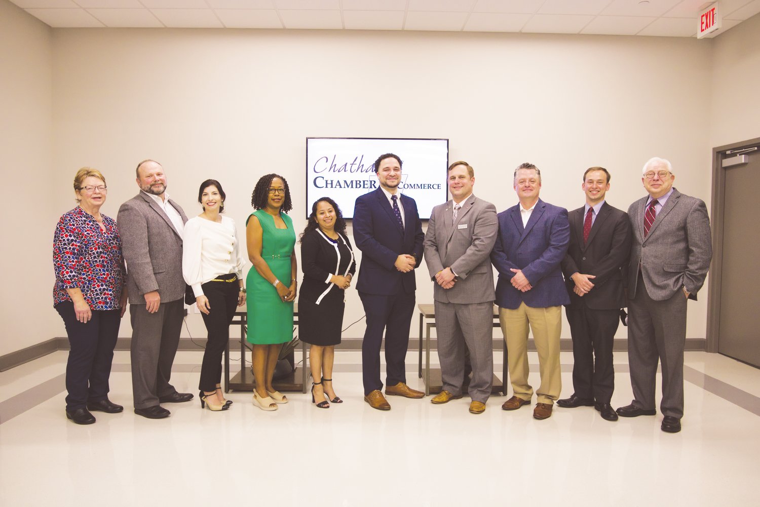 The Chatham Chamber Commerce, pictured (from left) in November 2020: Chamber President Cindy Poindexter and those recognized at the organization's annual meeting: Kevin O'Dell, Erica Sanders, Indira Everett, Jazmin Mendoza Sosa, James Jernigan, Lyle Donaldson, Tony Cash, Eric Williams and Mark Reif.