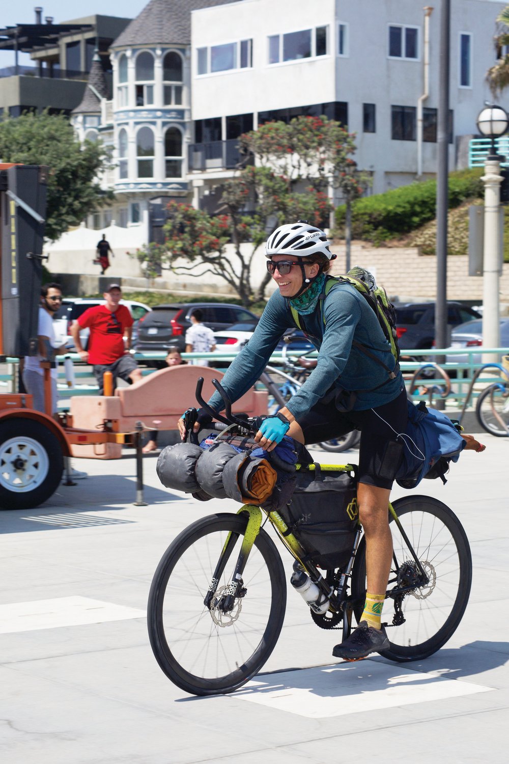 Emmaus Holder rides his bike through Los Angeles on the final day of his cross-country cycling trip, which doubled as a research trip centered around fetal alcohol spectrum disorder (FASD).