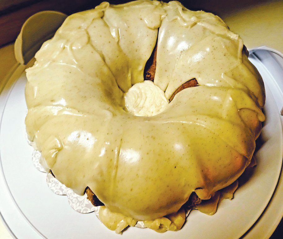 The dreamcicle bundt cake, ready for sharing.