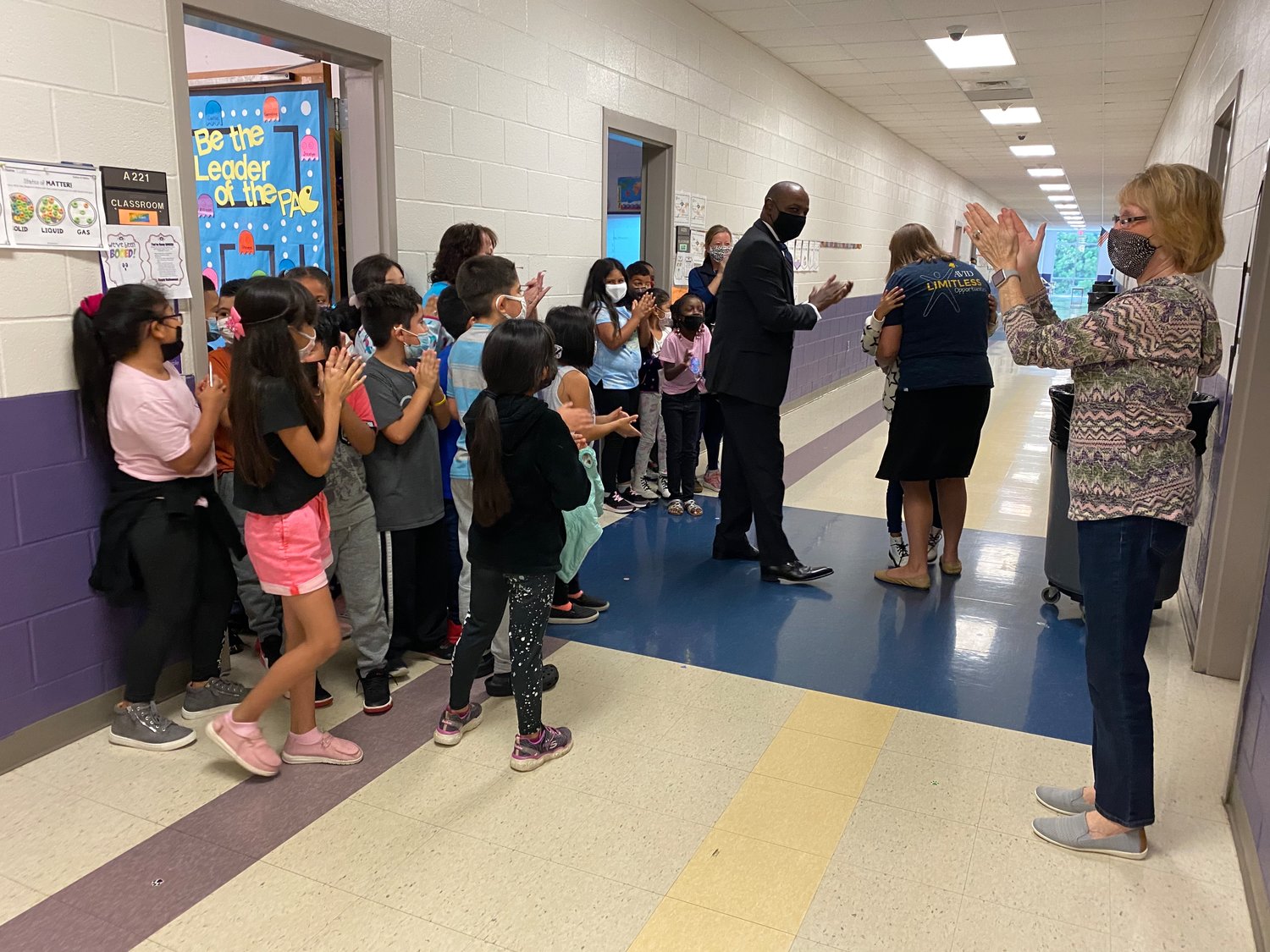 A celebration Friday at Virginia Cross Elementary School, where Principal Sarah Estes was named Chatham County Schools Principal of the Year.