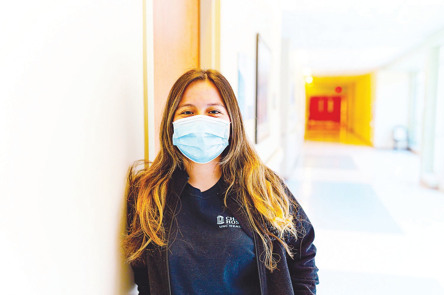 Libdy Lopez, a nursing assistant at Chatham Hospital, pictured last May. 'This past year was very overwhelming. Everything was so new and scary. It was definitely a good experience to see the COVID patients who made it out and go back to their families.'