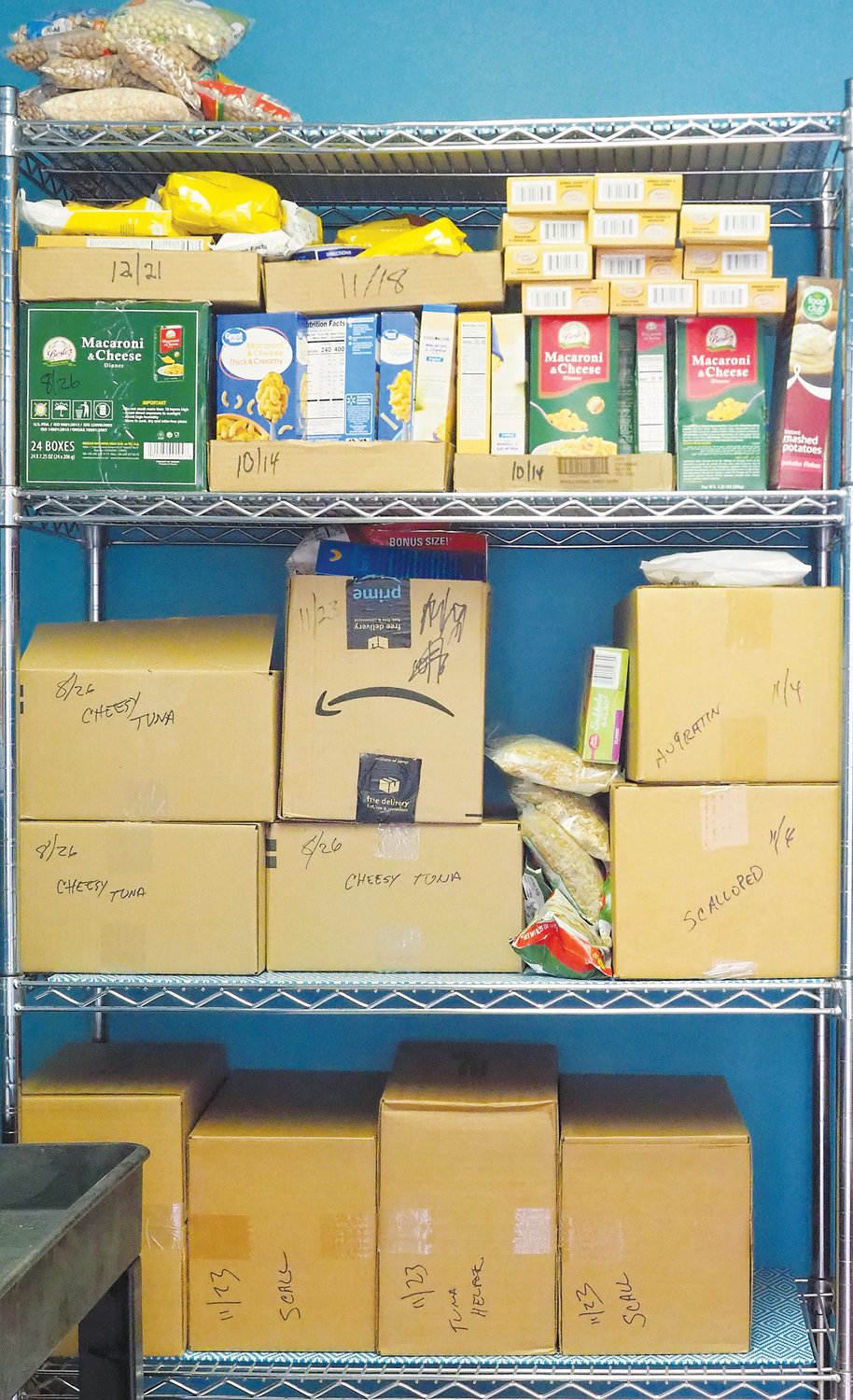 Love Chatham maintains a food pantry inside Freedom Family Church in Siler City to distribute free food to those in need every first and third Saturday of the month. Basic pantry items include rice, beans, soup, pasta and chips, among others.
