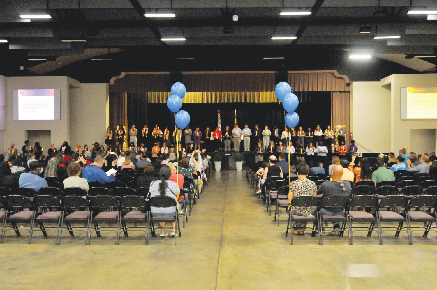 A scene from the Central Carolina Community College Beta Sigma Phi Chapter of Phi Theta Kappa International Honor Society induction ceremony.
