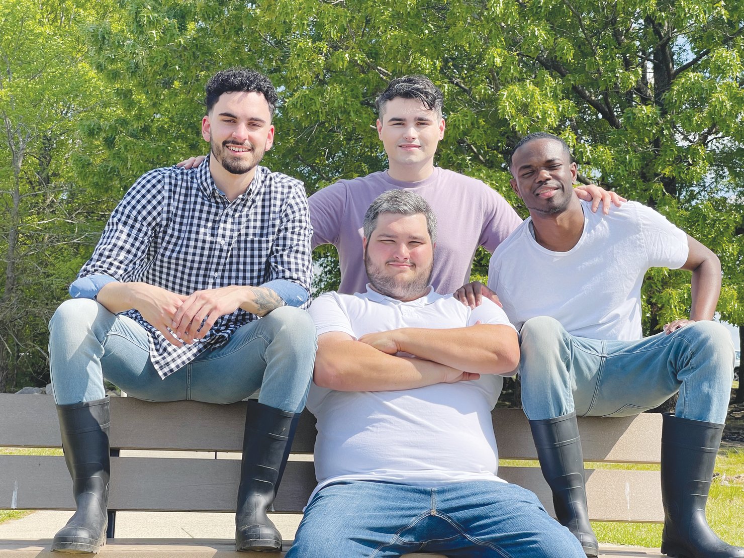 The 'Unity 2022' candidates seeking office in Siler City include, from left, Nick Gallardo, Dean Picot II (sitting), Jared Picot and Samuel Williams.