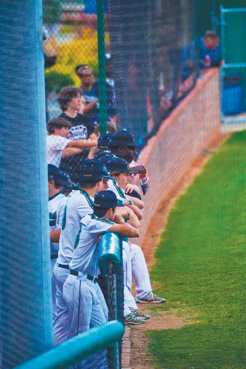 The Northwood dugout watches intently while a Charger is up to bat during their loss to the Person Rockets, 5-2, last Thursday.