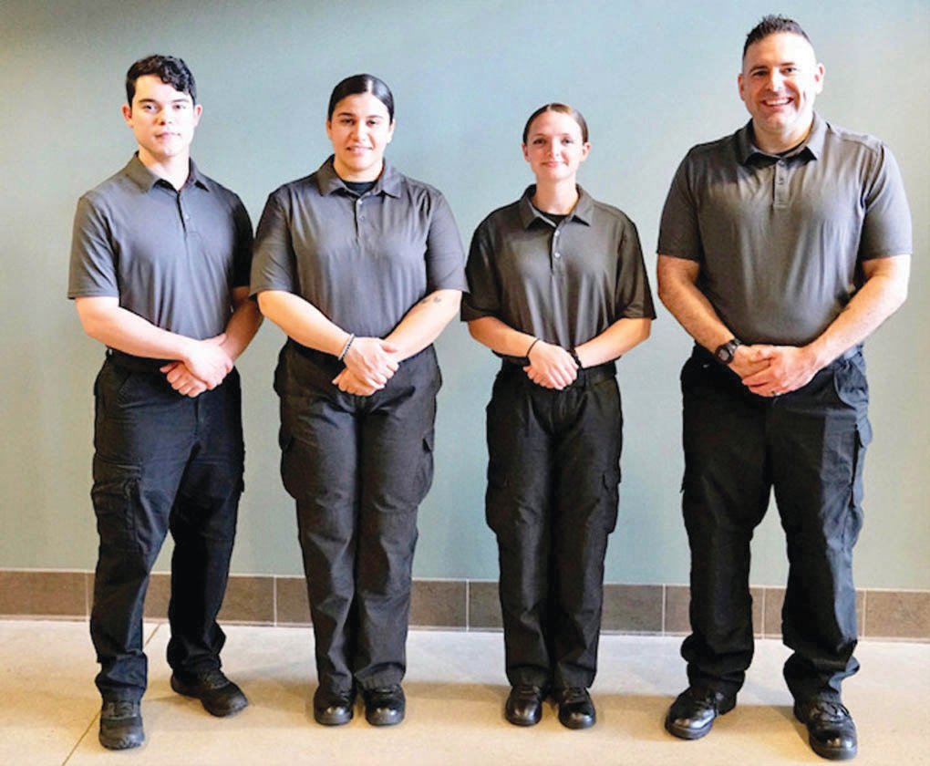 The most recent graduates of the Central Carolina Community College Basic Law Enforcement Training (BLET) program are, from left, Moises Carvajal-Fernandez, Sierra Garcia, Conner Bussey and Thomas McKay.