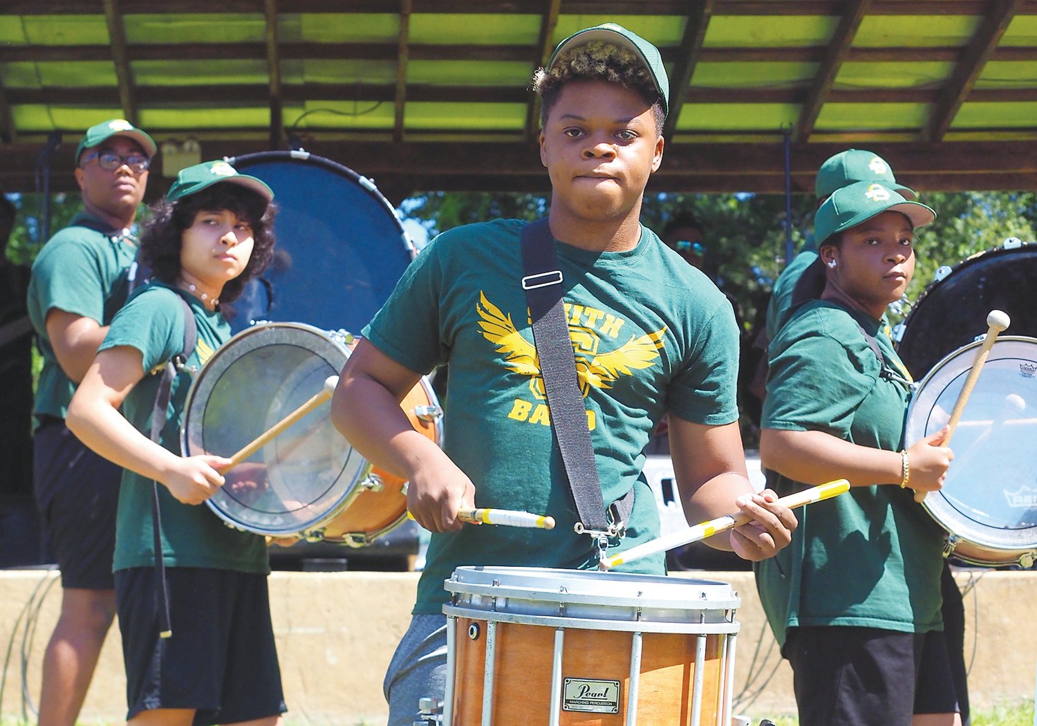The drum line and dance team from the Ben L. Smith High School in Greensboro entertained the crowd with a powerful performance on Saturday at the Chatham Co. Fairgrounds in Pittsboro. One of the goals of Juneteenth Pittsboro is to bring together local and regional talent.