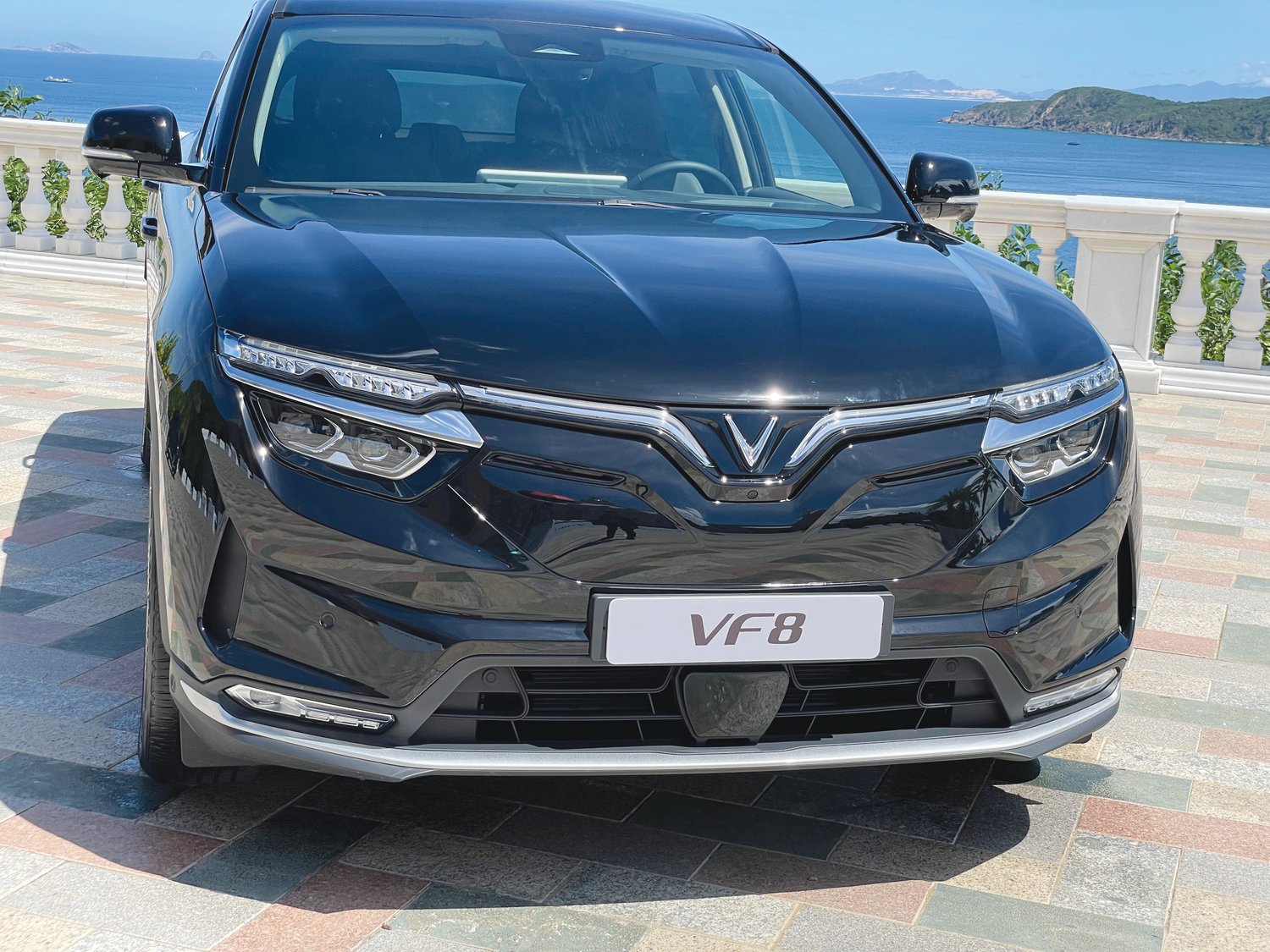 A first look at the VinFast VF-8. The all-electric SUV features a 15.6-inch display and a nearly 350 horsepower engine. Vingroup tour members were some of the first to test drive the vehicles in Nha Trang.