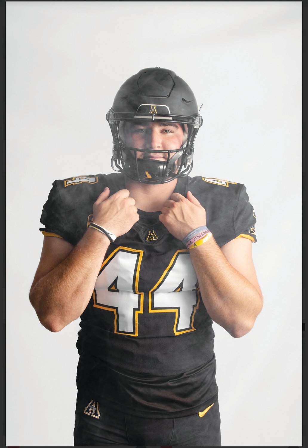 Sophomore long snapper Jake Mann poses in his Appalachian State uniform during media day. Mann transferred from Oklahoma to App. State in June.