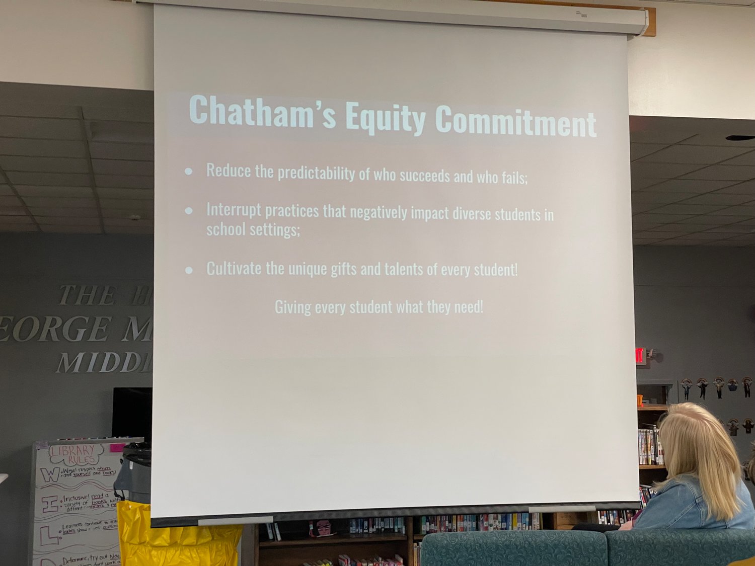 Chatham County Schools' equity commitment was presented at a 'Parent Academy' meeting Tuesday, Feb. 27.