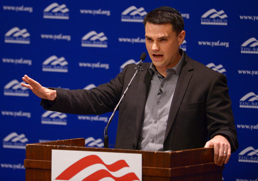 (Leah Hogsten  |  The Salt Lake Tribune/pool) Conservative commentator Ben Shapiro, editor-in-chief of the Daily Wire and former editor-at-large of Breitbart News, addresses the student group Young Americans for Freedom at the University of Utah's Social and Behavioral Sciences Lecture Hall, Wednesday, September 27, 2017. Shapiro was invited by the student organization sponsored by Young America’s Foundation, the parent organization over campus Young Americans for Freedom chapters, not the university itself.